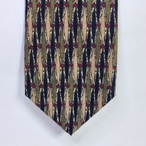 Ferrell Reed Men's Silk Tie 57" X 4" Dark Multi-Color Geometric Tribal